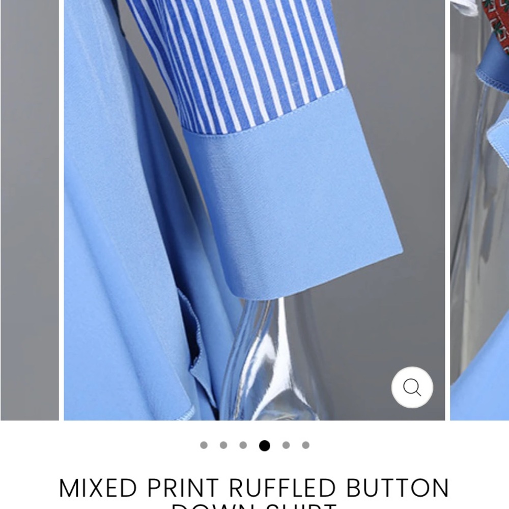 Patchwork Blue Button Down Shirt - image 4